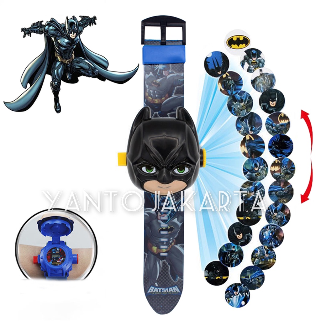JAM TANGAN BATMAN ANAK LAKI LAKI LAMPU PROYEKTOR 24 GAMBAR