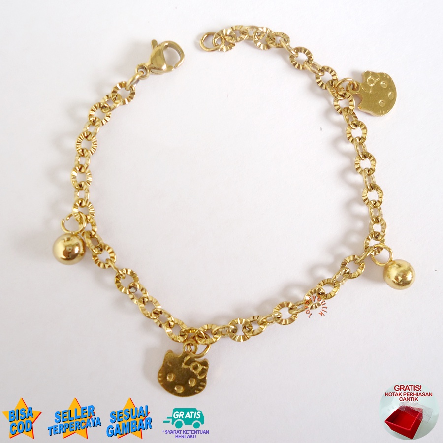 Lovelybutik Gelang Anak Titanium Gelang Tangan Anak Perempuan Cutie Anak Bonus Kotak Perhiasan