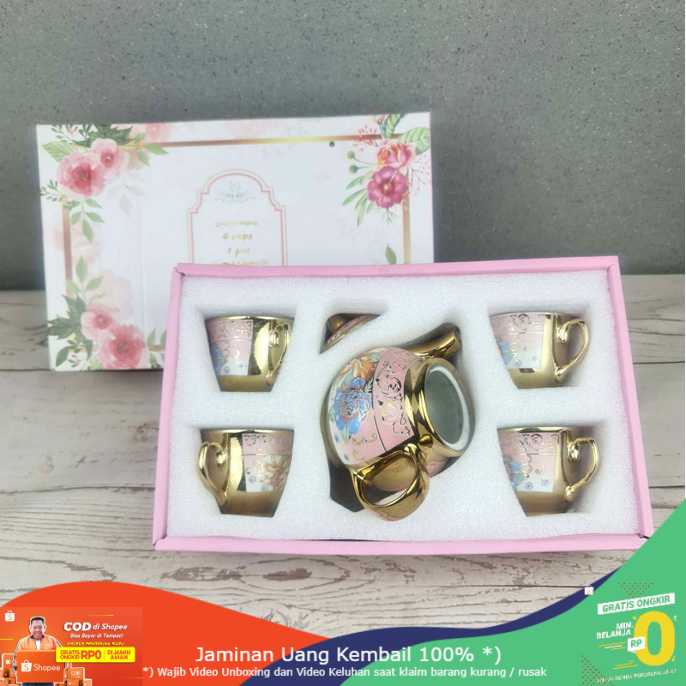 (BISA COD) RVOSTR SUNFILI Cangkir Teko Keramik Set 4 Cups 1 Pot European Style - B140