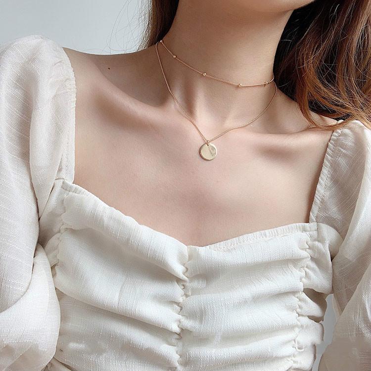 Simple Round Coin Pendant Necklace Bohemian Layered Bead Chain Collar Necklace Jewelry Party Jewelry Female Gift