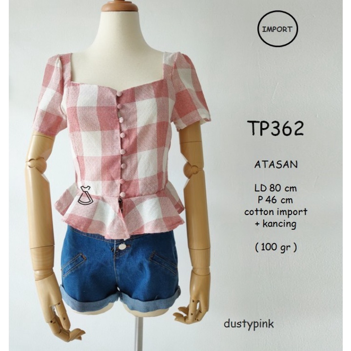 TP362 - Atasan Wanita Sabrina Cotton Basic Flanel  Korean Look