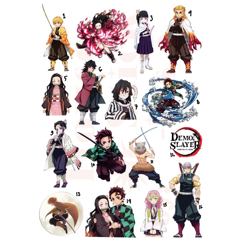 Stiker Anime Kimetsu no Yaiba Demon Slayer / Tensei Shitara Slime Datta Ken /  Fairy Tail (10 pcs)