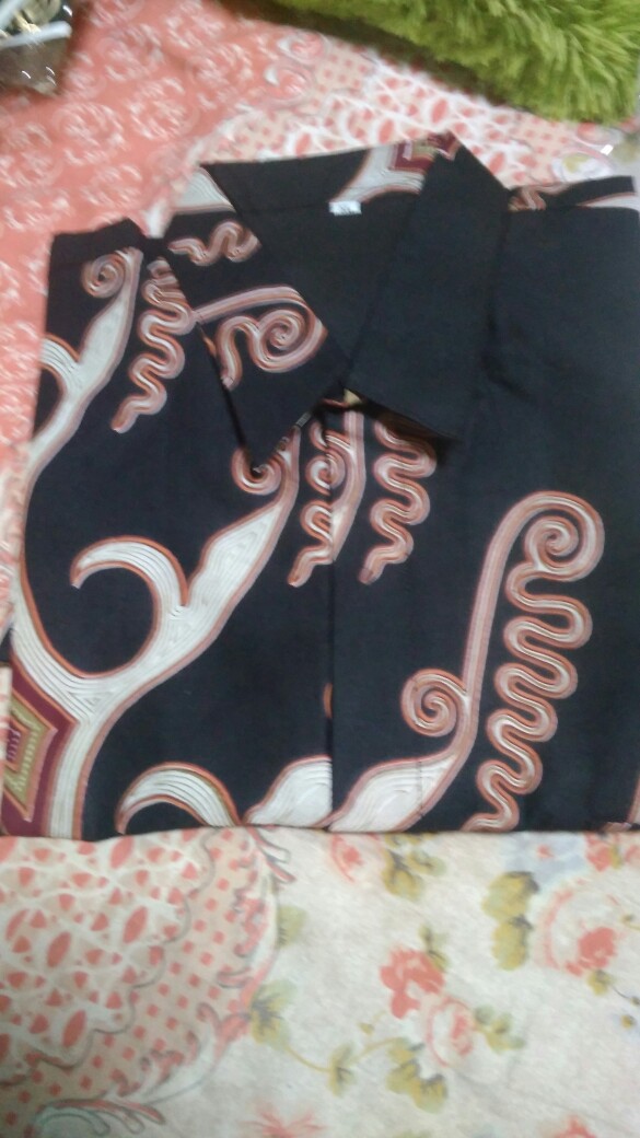 Kemeja Batik Kawung Galing Hitam Full Furing Katun Batu Raden