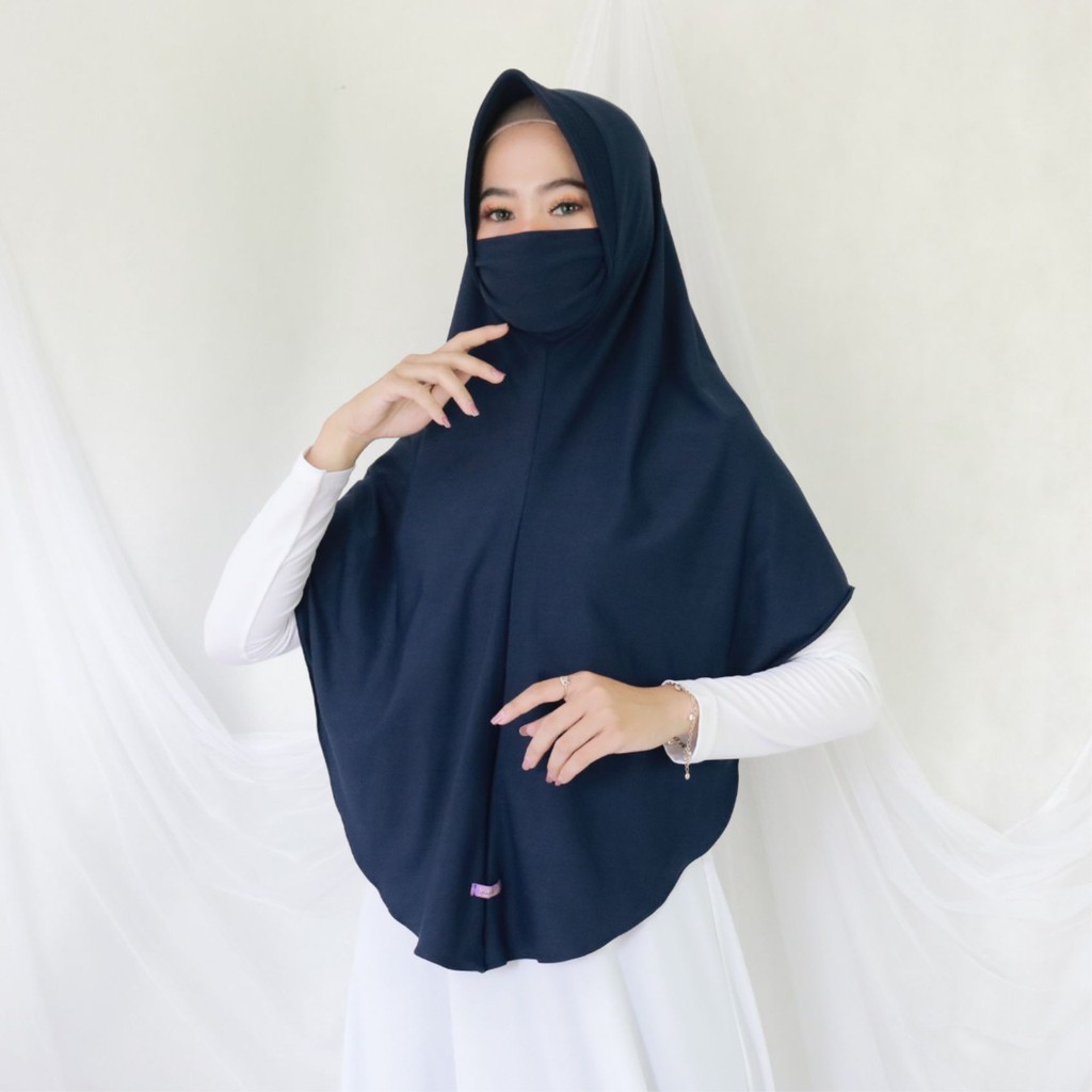 Kerudung Khimar Hijab Instan Jersey Polos Pet Zaina Masker Standar By Kalisha