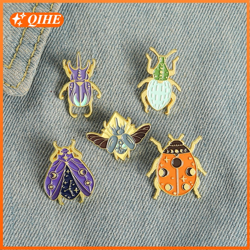 Cartoon Insect Enmel Pin Longhorned Beetle Pin Ladybug Pin Animal Jewelry Clothing Accessories