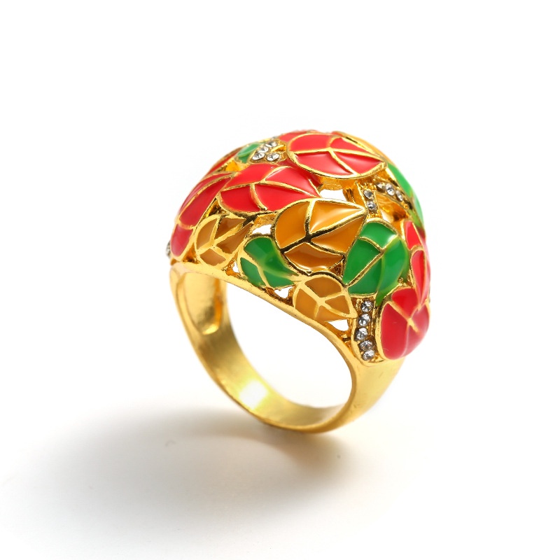 Cincin Emas Hias Ruby Permata Berlian Emerald Korea Style Cincin Titanium Wanita