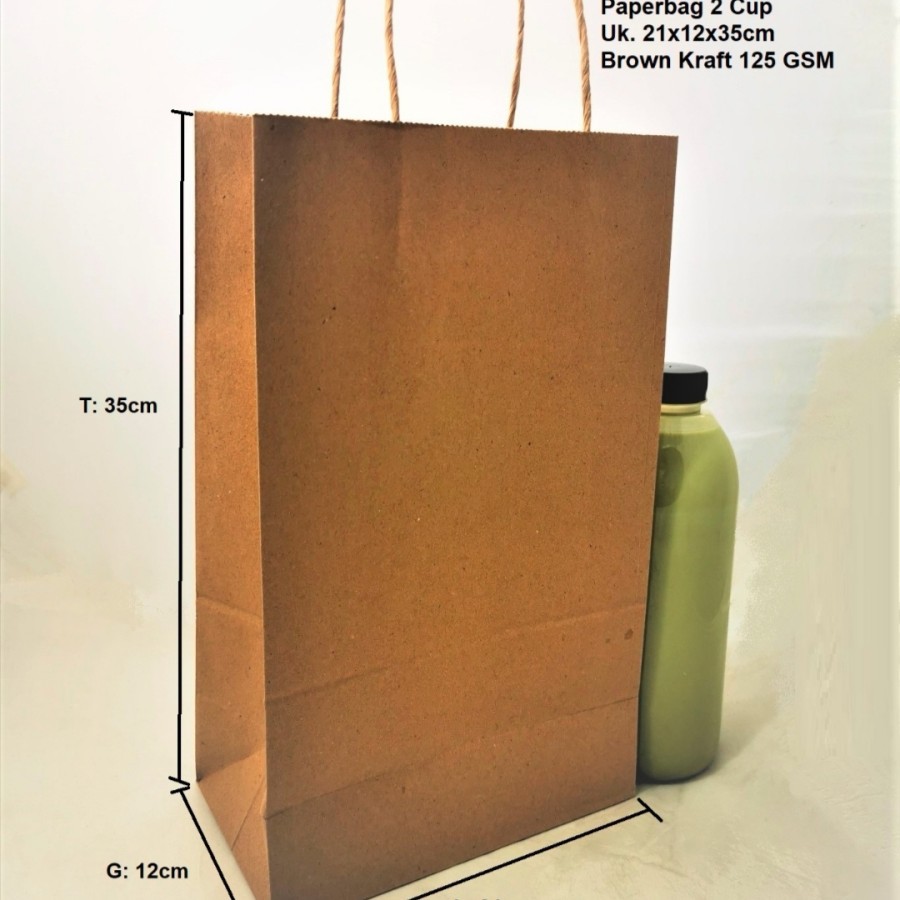 

Paper Bag Coklat Besar Souvenir / Paperbag 2 Cup 21x12x35cm 125 GSM + TALI KERTAS COKLAT