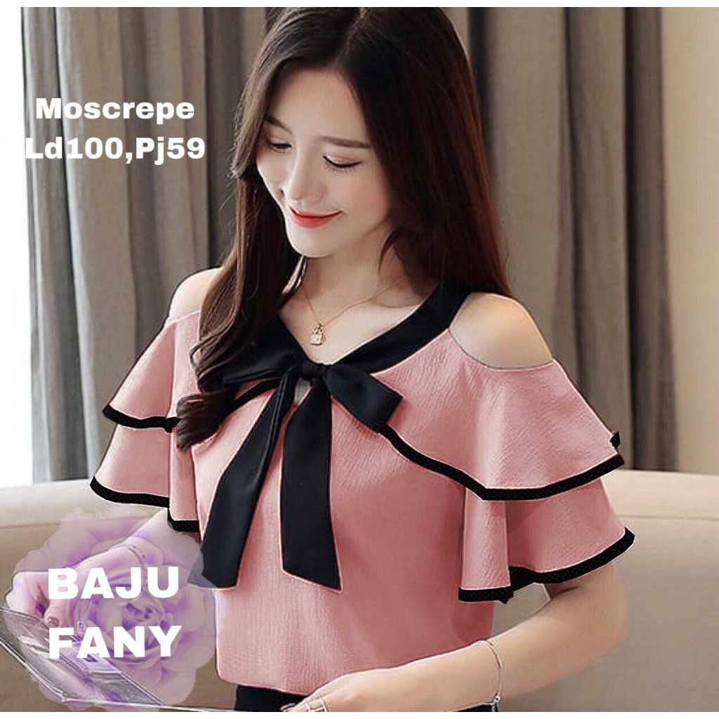 ( COD ) BAJU FANY BAJU MOSCREPE WANITA BAJU ATASAN WANITA BLOUSE WANITA BAJU WANITA PAKAIAN WANITA FASHION WANITA TERMURAH ( CAMEO.014 )-DUSTY