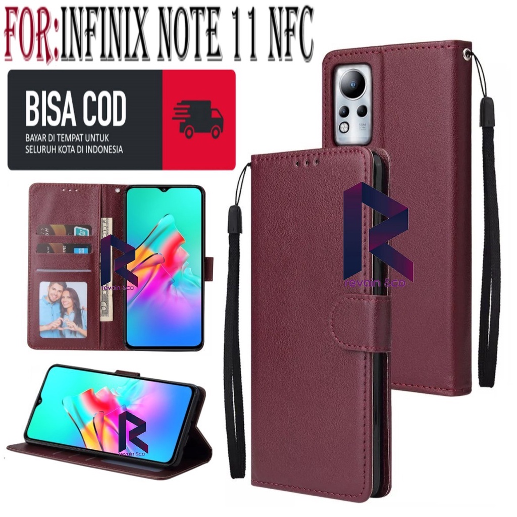 NEW INFINIX NOTE 11 NFC CASE FLIP WALLET LEATHER KULIT PREMIUM SARUNG BUKA TUTUP FLIP CASE INFINIX NOTE 11 NFC