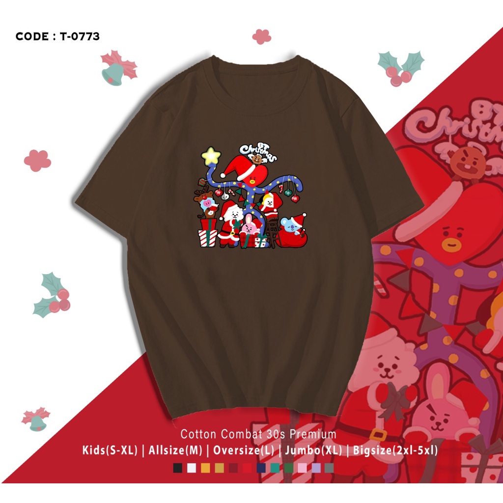 FREE CUSTOM NAMA - T-SHIRT / KAOS BT21 / CHRISTMAS EDITION / XMAS / KADO NATAL / TINY TIN