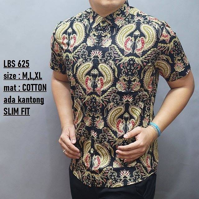 LBS 625 BATIK PRIA SLIMFIT LENGAN PENDEK LUIGI BATANI