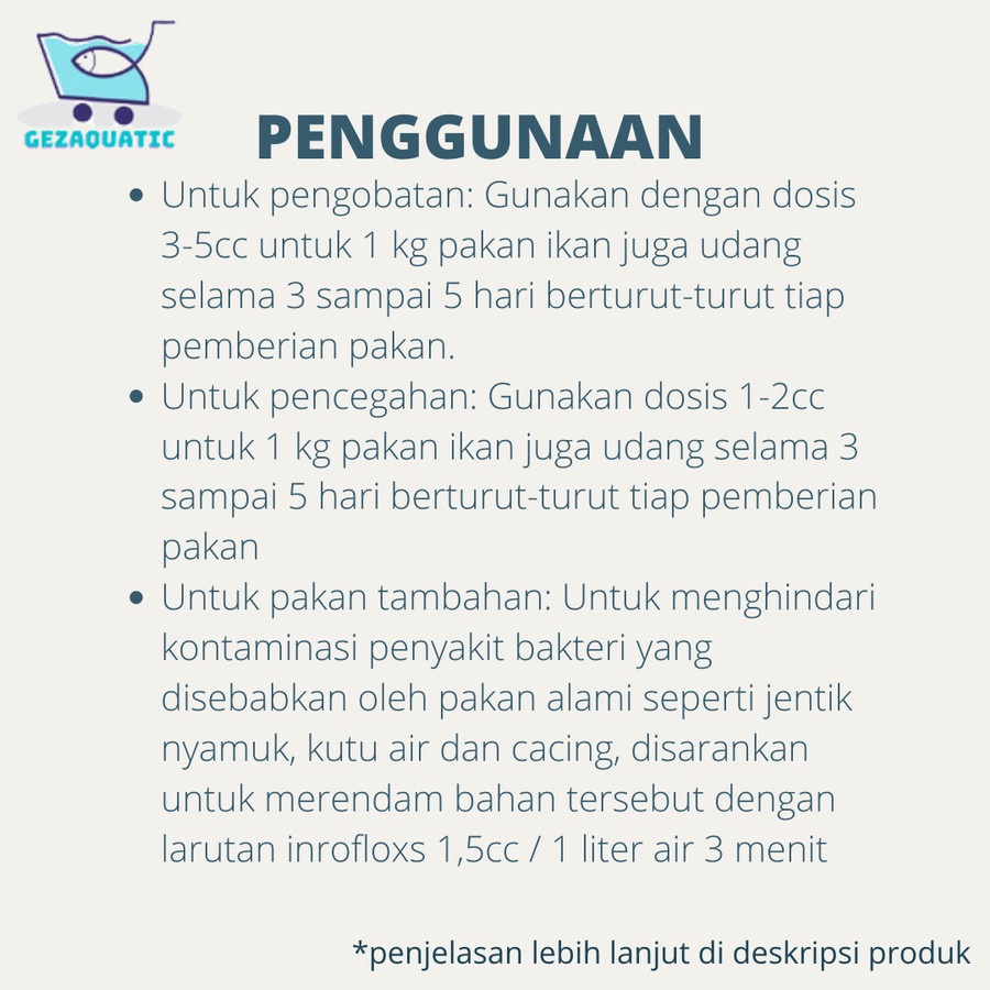 OBAT ANTIBIOTIK IKAN BOSTER INROFLOXS 25 SERBUK 100 GRAM