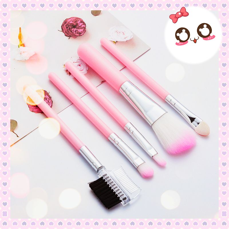 Kuas Make Up isi 5 Pink Set Premium