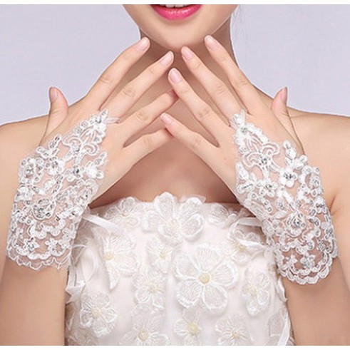 ELEGAN!! ~ SR06 Putih Bridal gloves sarung tangan pengantin pesta wedding