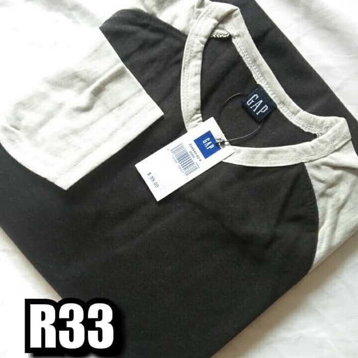 Kaos Raglan  polos Lengan panjang Hitam abu misty