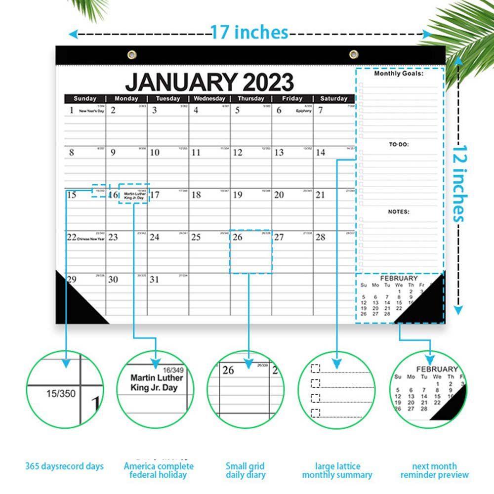 [Elegan] Kalender Inggris Tahunan Besar Perlengkapan Kantor Daily Planner Dekorasi Rumah Agenda Organizer Kalender2023