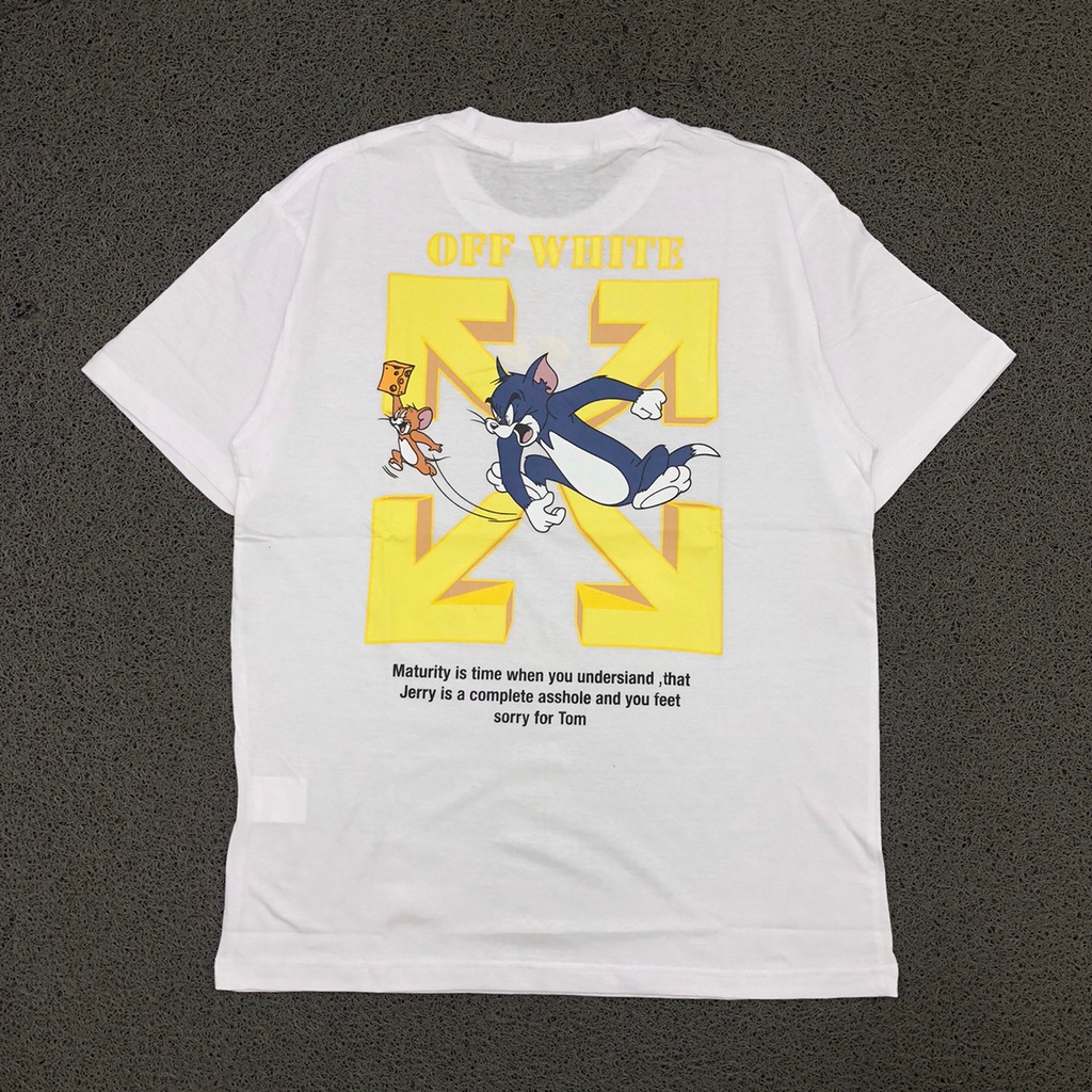 StoreGlori - KAOS OFF WHITE X TOM AND JERRY CHEESE - T-SHIRT OFF WHITE AUTHENTIC BESTSELLER PREMIUM