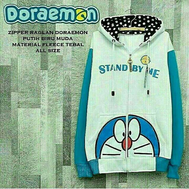 Jaket doraemon putih biru