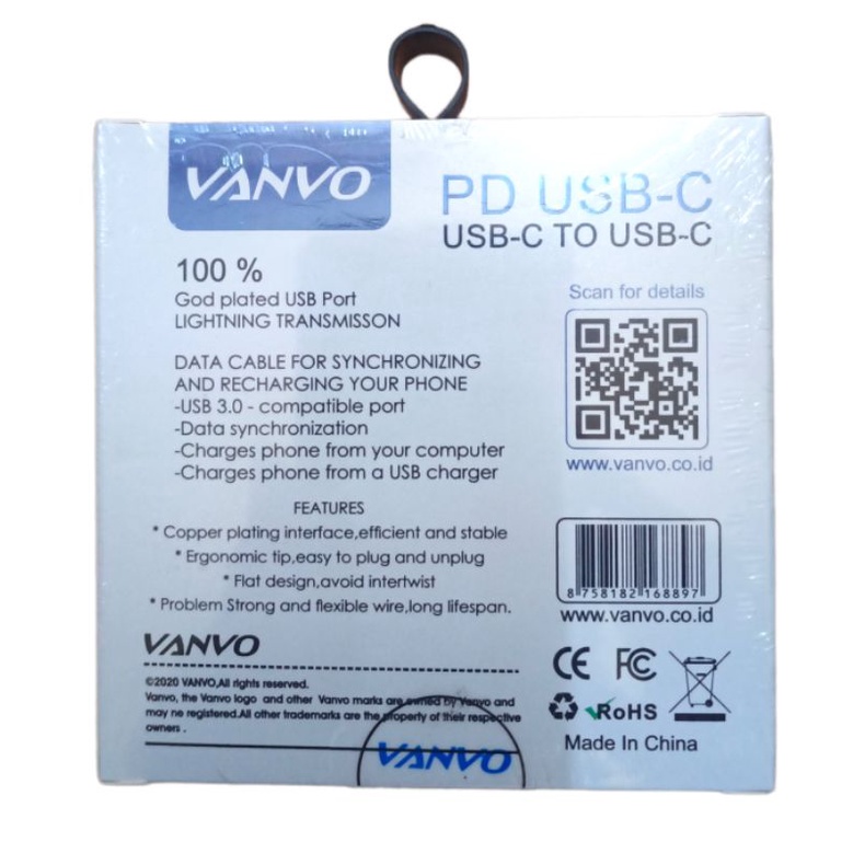 Kabel Data Type C To Type C Vanvo 25W Max Fast Charging KD71PD