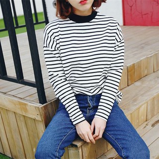  Kaos  T Shirt Wanita  Casual  Lengan Panjang Model Turtleneck 