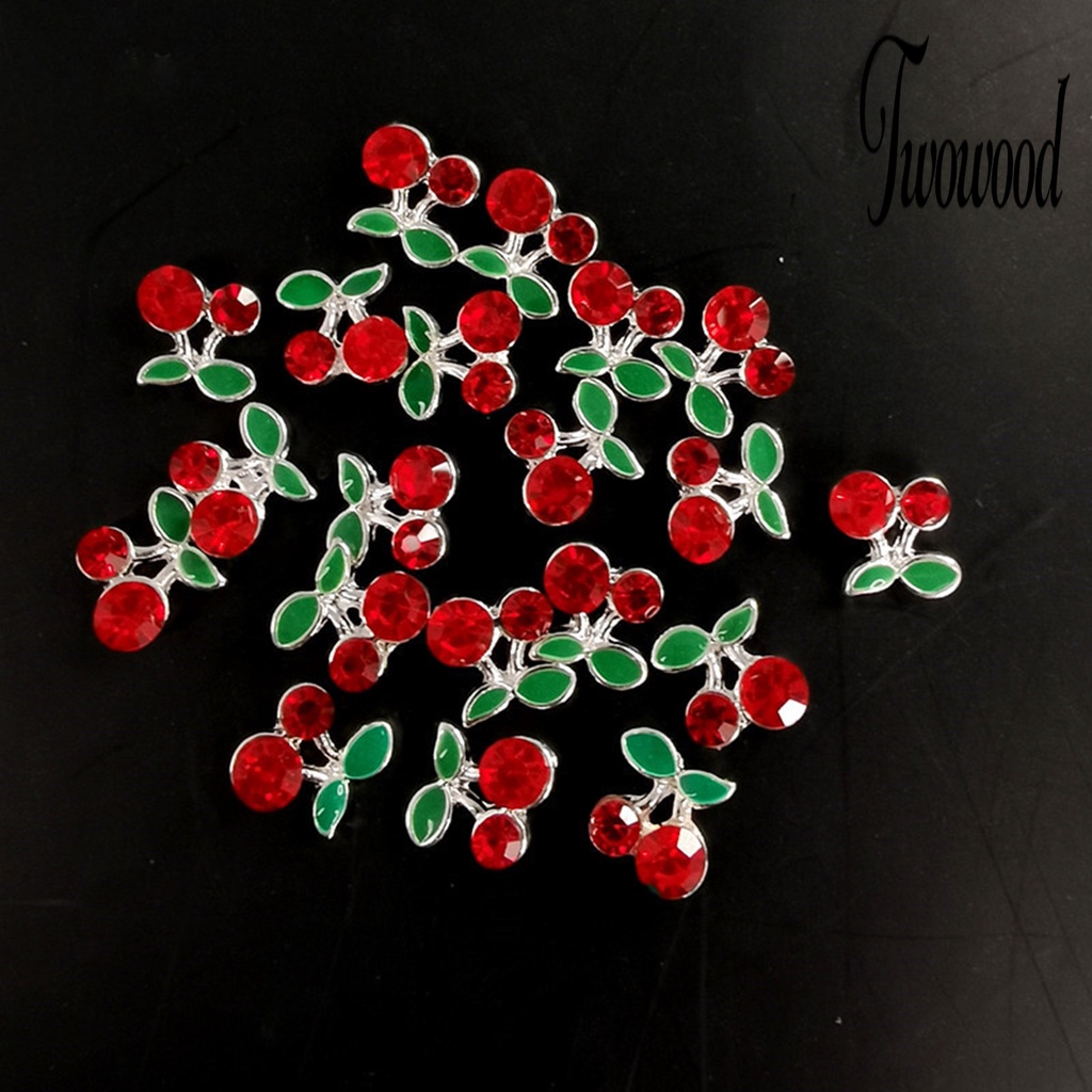 10 Pcs Aksesoris Perhiasan Nail Art 3D Bentuk Cherry Bahan Alloy