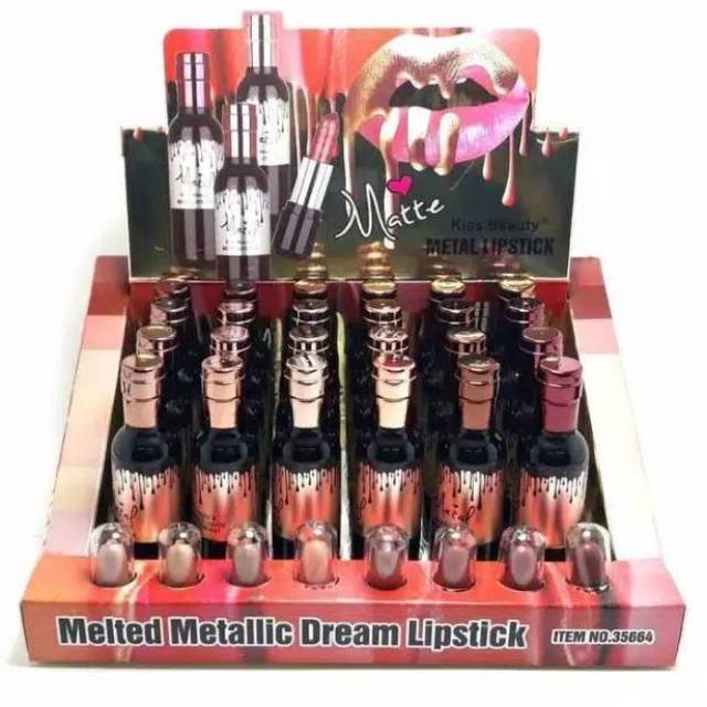 LIPSTIK KISS BEAUTY METAL MATTE No.35664 HARGA 6PCS