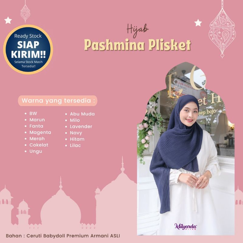 pashmina plisket kekinian original milyarda hijab terbaru 2021