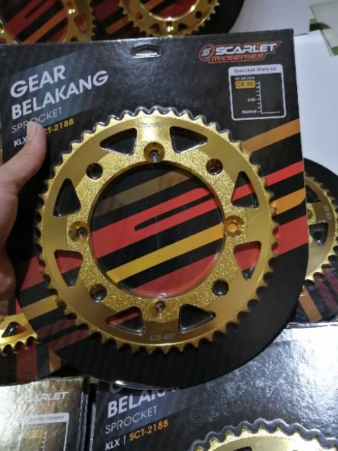 Gir klx supermoto scarlet raacing mx series ukuran 43-50 / gir belakang klx warna gold