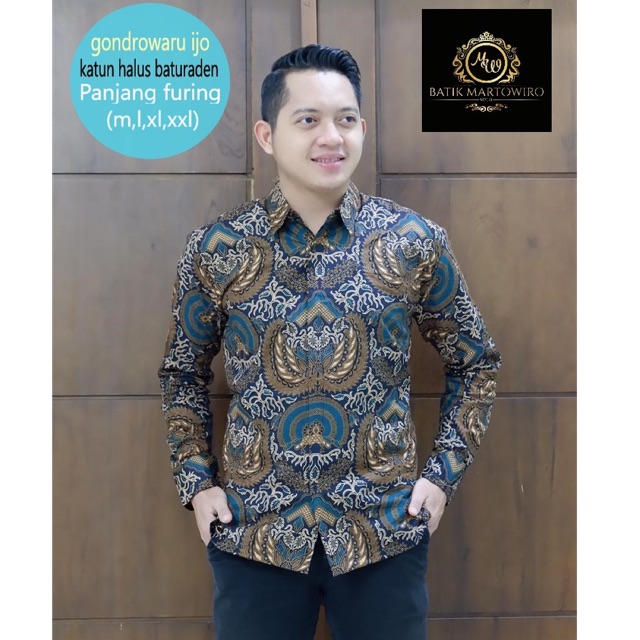 Kemeja Batik GONDROWARU IJO FULL FURING Katun Halus Baturaden