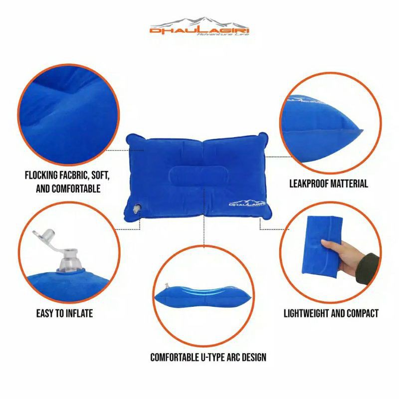 Bantal Angin Tiup DHAULAGIRI Uultralight Travel Pillow Bantal Lipat Tiup