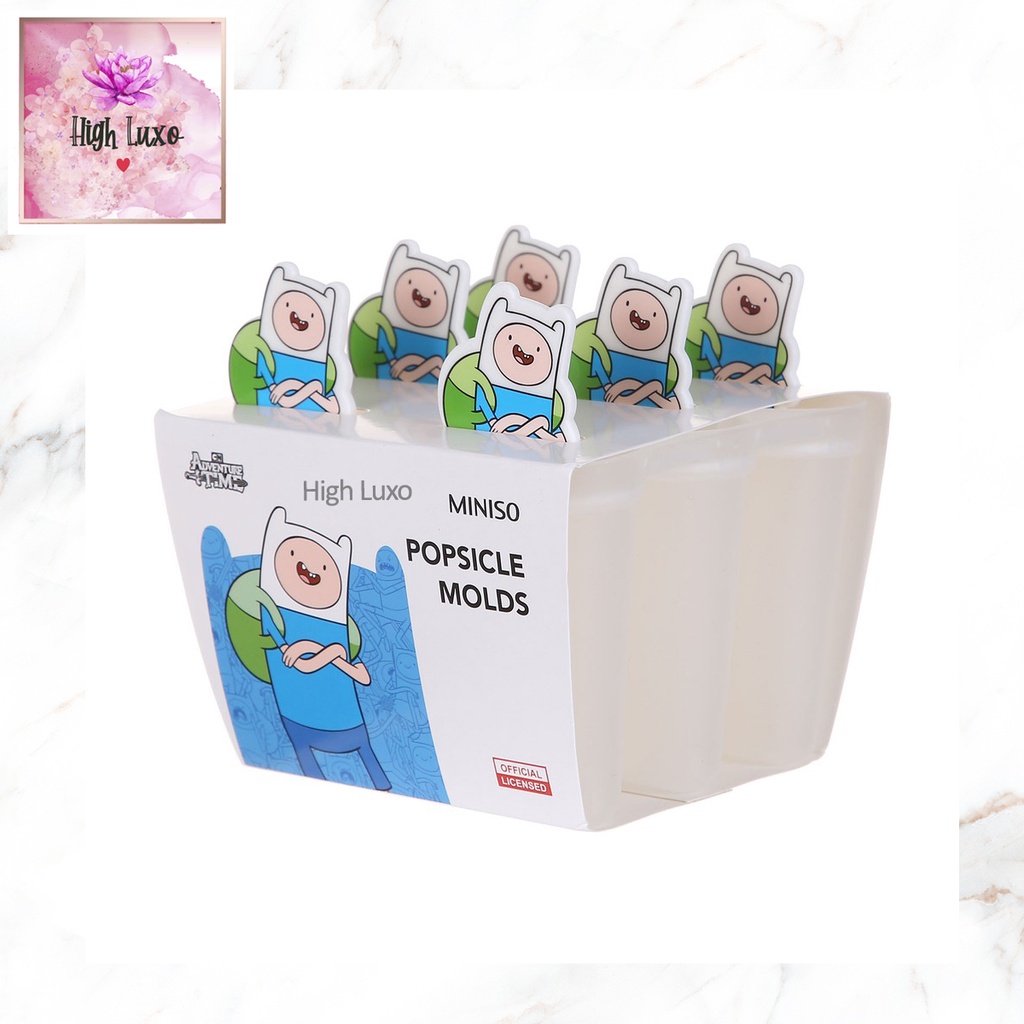 MINISO Adventure Time Popsicle Molds Blue Finn The Human Cetakan Ice Cream 6pcs Popsicle Mold Biru C
