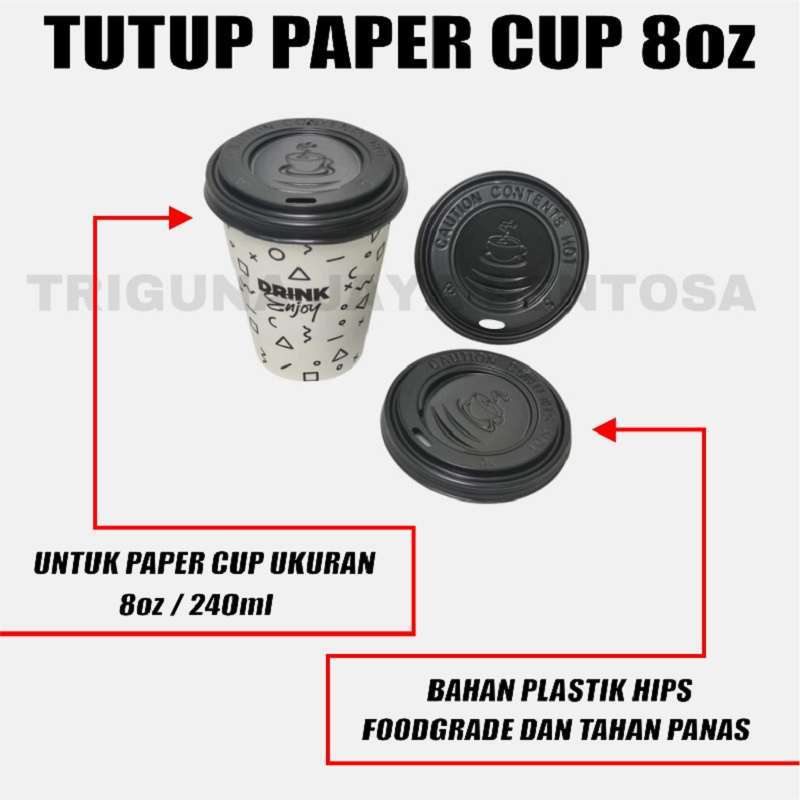 Tutup paper cup 8oz Pack 50pcs hanya lid gelas kertas kopi 8oz tahan panas 240ml Coffee Tea murah