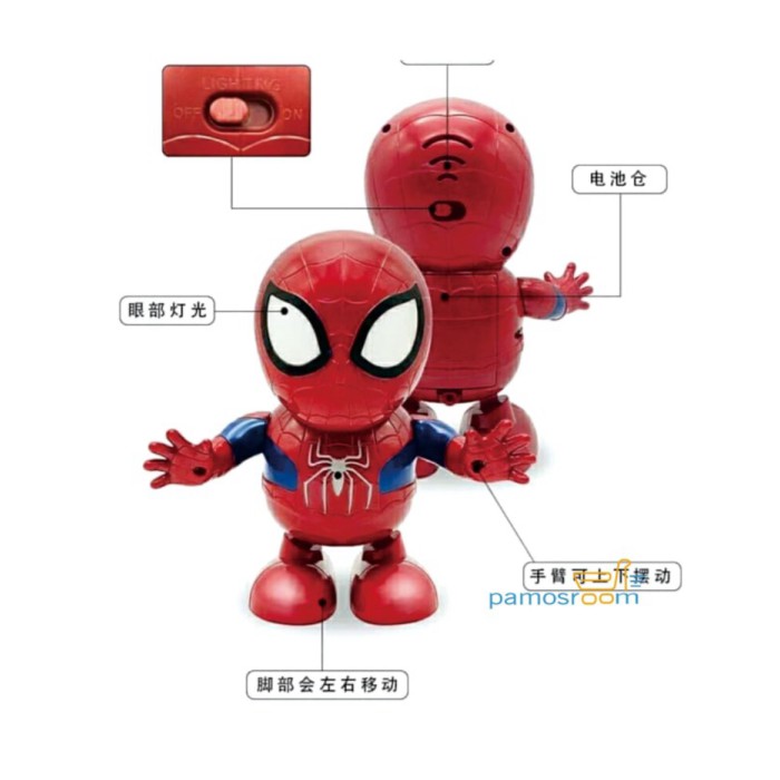 Robot Joget Spiderman  Mainan Robot Dance Hero Spiderman murah Berkualitas