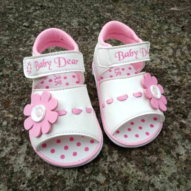 S02 Sepatu Sendal Anak Bayi Cewek / Perempuan Bunyi Cit Cit usia 1 2 3 Tahun Motif Bunga Murah Lucu