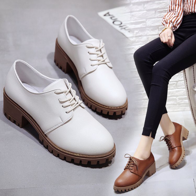  Bayar Di Tempat  Sepatu  Loafer Wanita Model British Retro 