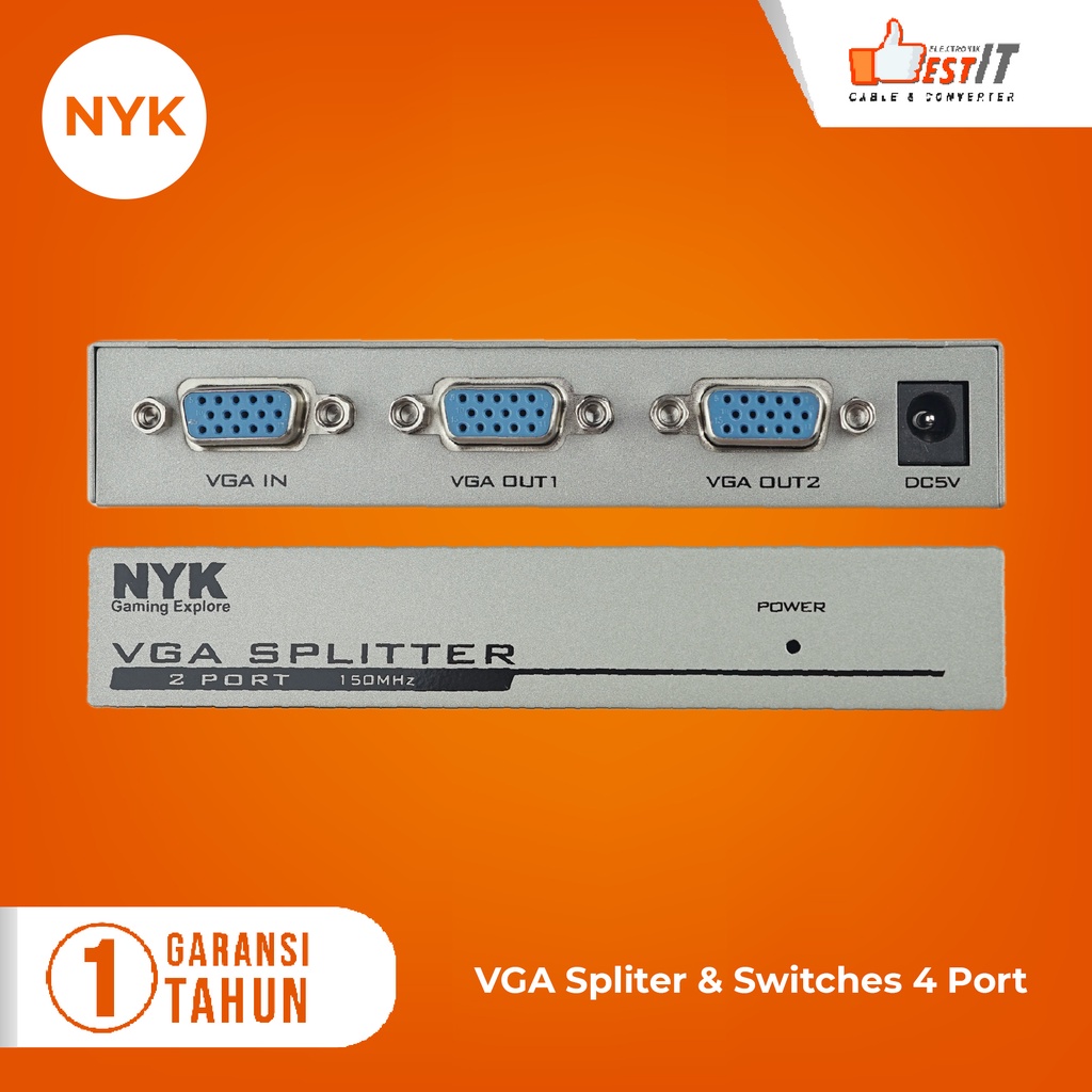 VGA Splitter 1-2 Port 150Mhz NYK High Quality