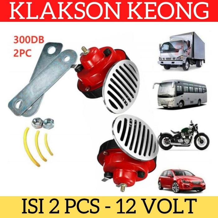 Isi 2 Pcs Klakson Keong Mobil Motor Loud Air Horn 12V DC 300dB 12 Volt