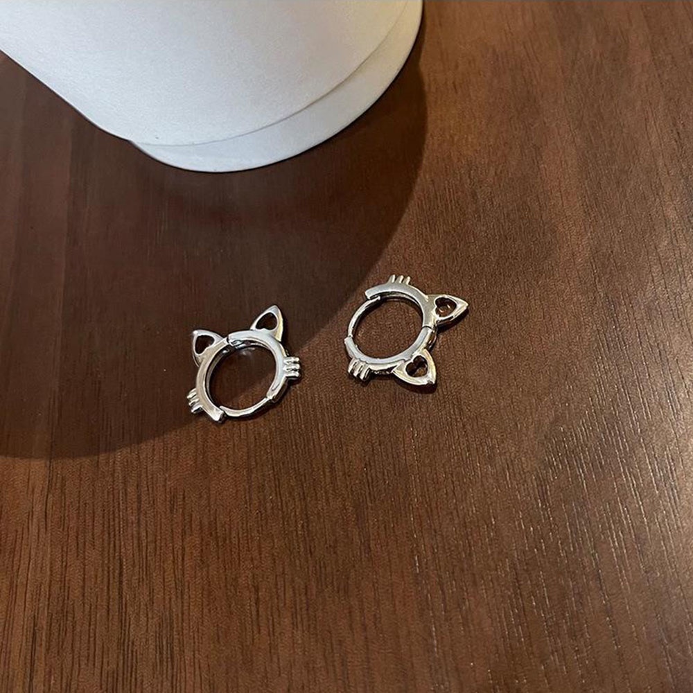 1 Pasang Anting Tusuk Sterling Silver 925 Desain Kucing Lucu Untuk Wanita