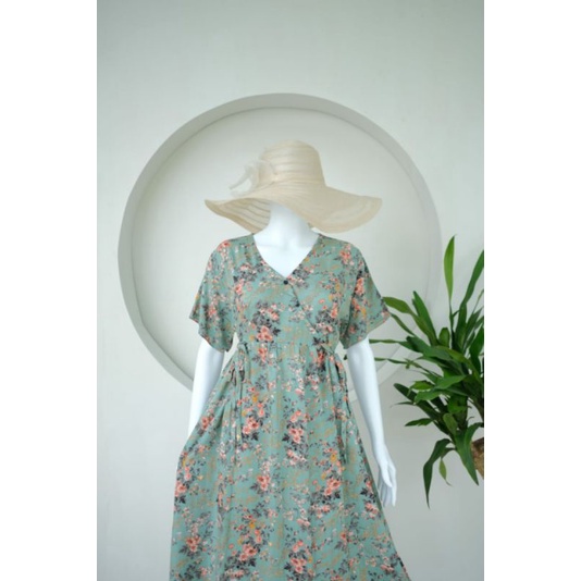 Daster kimono A line rok lebar| Daster ibu menyusui ibu hamil | nursingwear sleepwear-8 forest