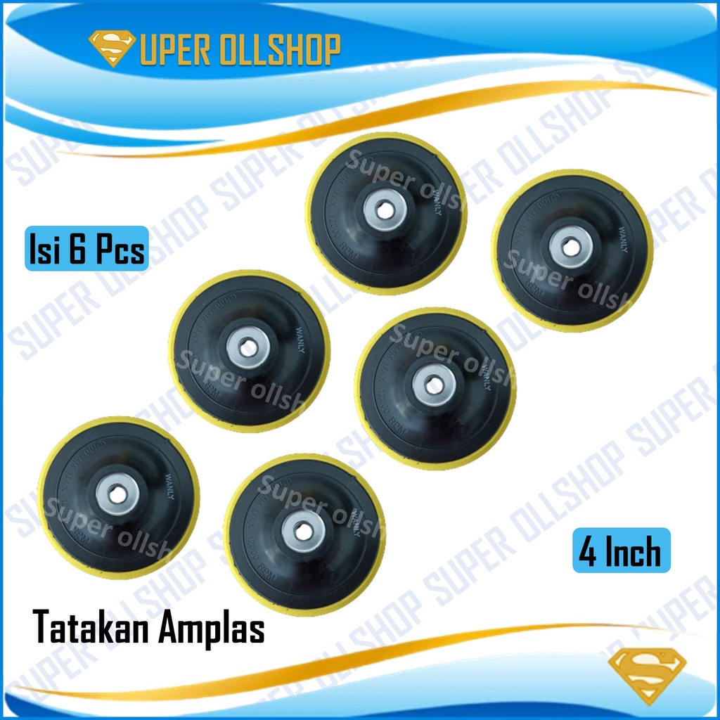 Tatakan Amplas Velcro Gerinda Tangan / Pad Perekat Tempat Tempel Amplas 4 Inch 6 Pcs