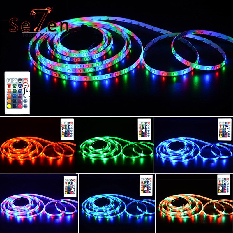 lampu tumbler hias led strip RGB 3528 /5050 smd warna warni 5m/10m remot set/lampu strip rgb remot 2835