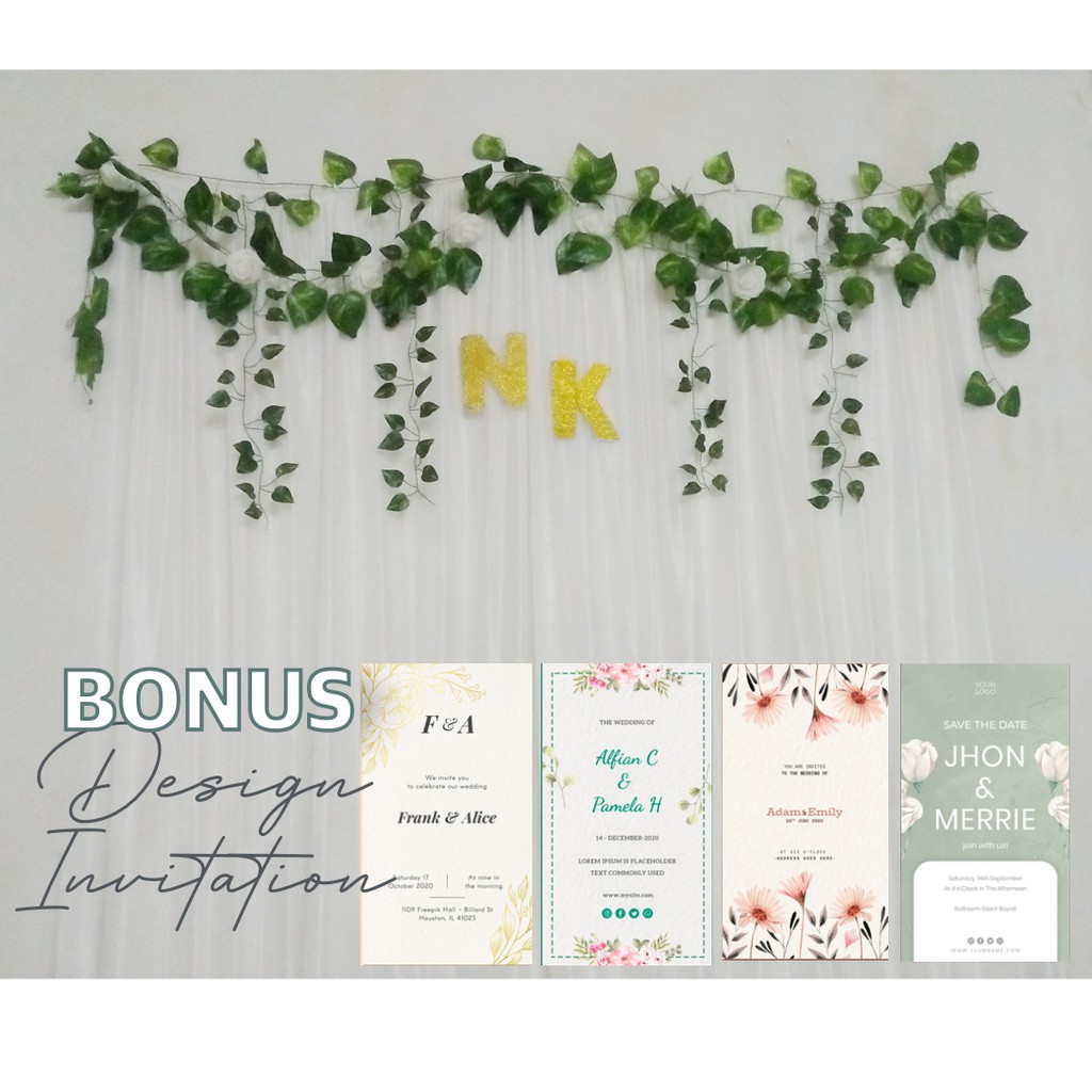 PAKET BACKDROP DEKOR LAMARAN TUNANGAN RUSTIC BACKGROUND + BONUS E-INVITATION