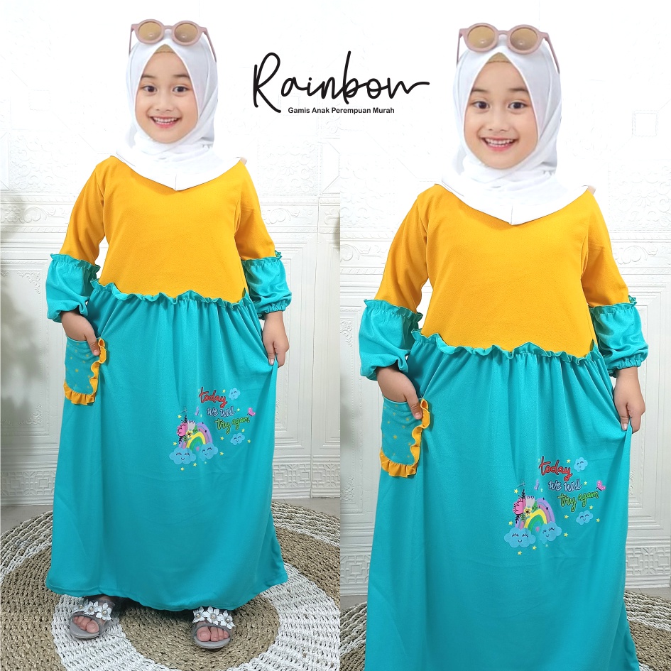 CF Kids Gamis Anak Perempuan Soleha Rainbow Warna Mix