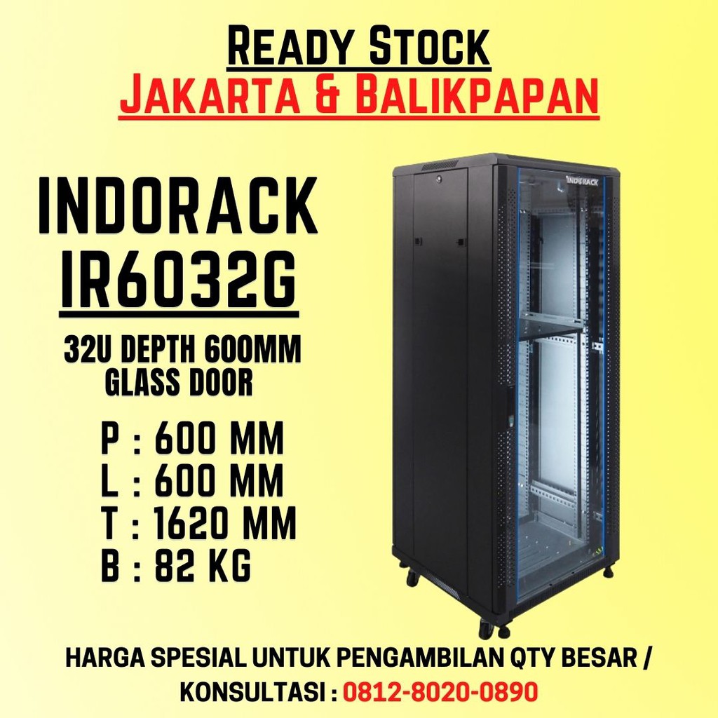 INDORACK IR6032G CLOSE RACK 32U DEPTH 600MM GLASS DOOR - RACK SERVER ...