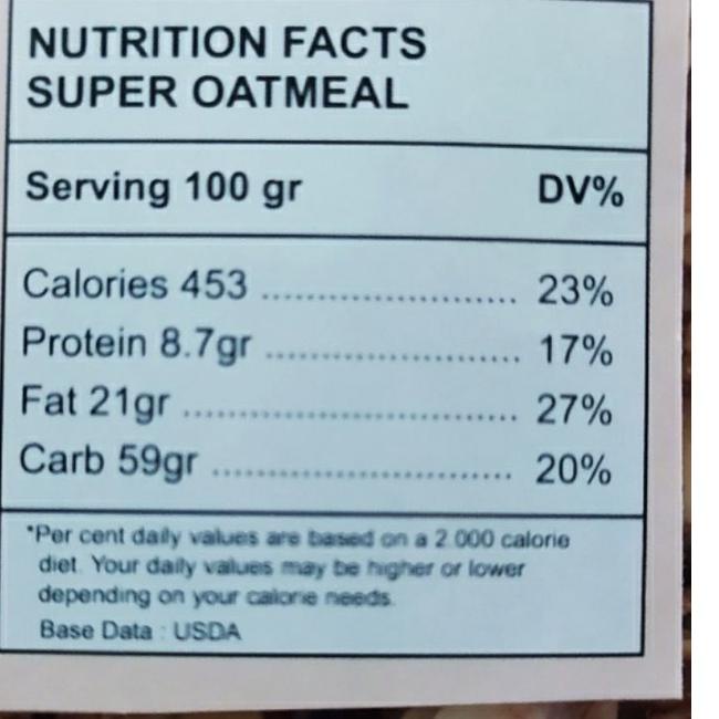 

Quality Control✅SUPER OATMEAL 500gr - Rolled Oat, Chia Seed, Vanilla Extract|KD5