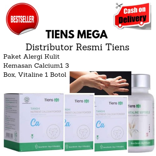 Tiens Paket Alergi Pada Kulit Kemasan Calcium 3 Box, Vitaline 1 Botol + Kartu Member Tiens Mega