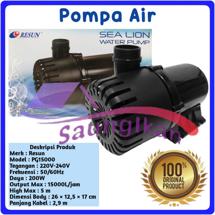 Pompa Air Celup Power Head Kolam Hidroponik RESUN SEA LION PG 15000