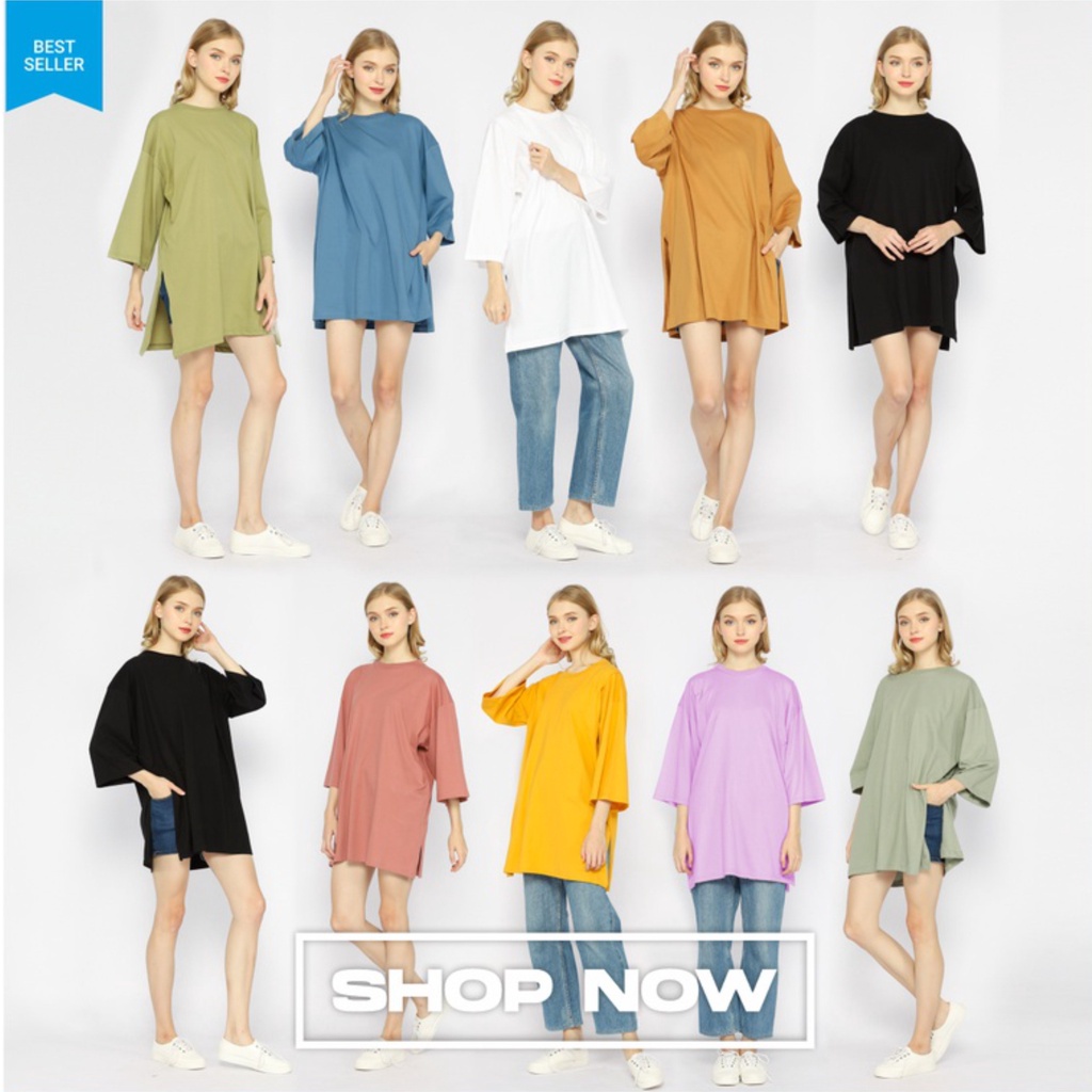 Atasan Wanita 7/8 Kaos Polos Lengan Panjang Outfit Kekinian Terbaru Oversize Jumbo Busui Friendly Oversized Premium