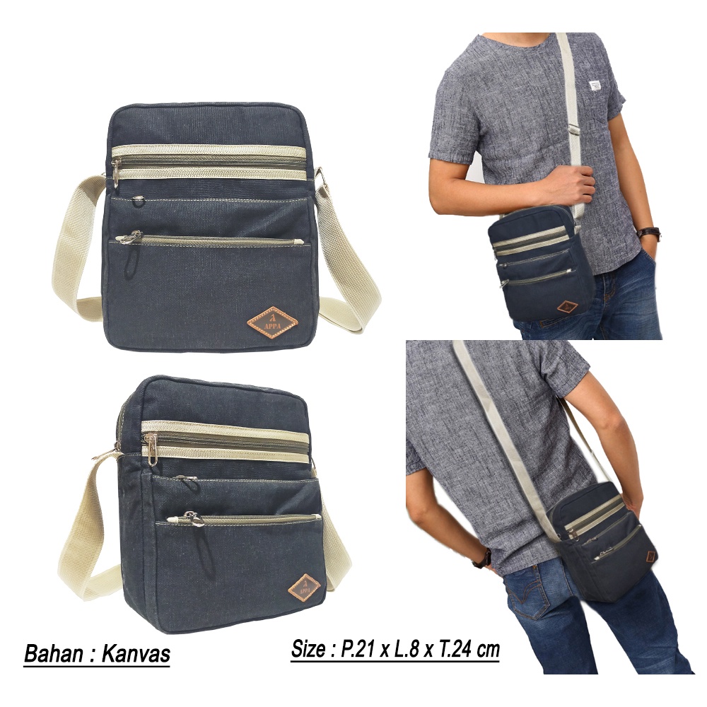 Tas Slempang Kanvas Pria Wanita Slingbag Vintage