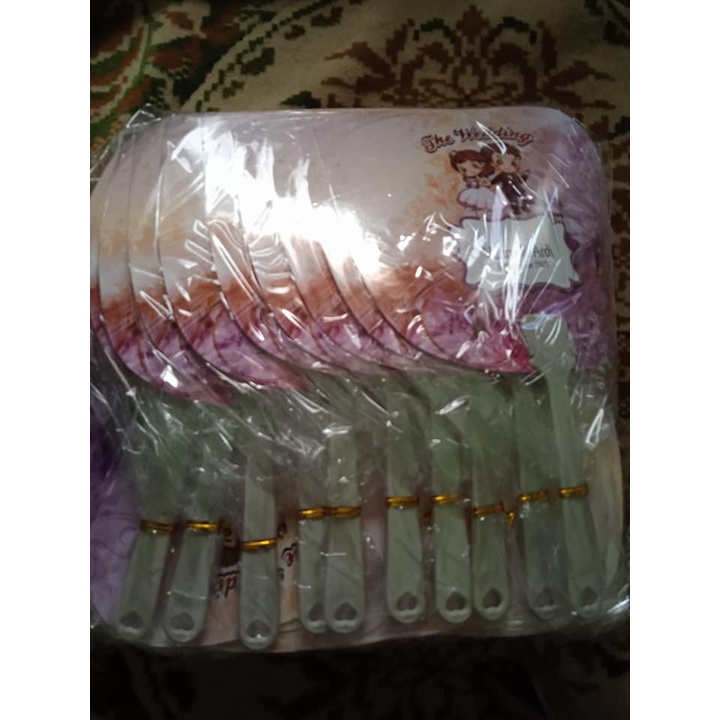50 pcs souvenir pernikahan  murah kipas wedding sablon nama kemas plastik